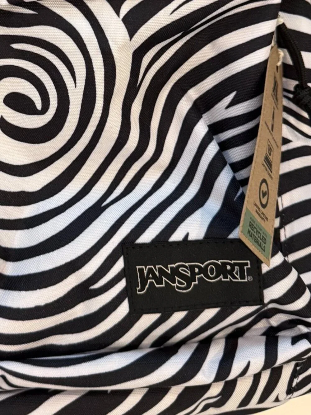 Main Campus Jansport BackPack-Surreal Swirls, black & white, large